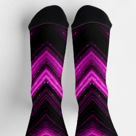 Calcetines Líneas de chevron de galaxia magenta rosa espárric