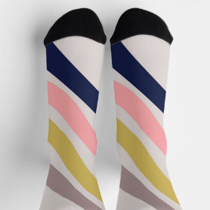 Calcetines Líneas de estilo retro diagonal coloridas