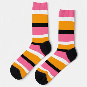 Calcetines Líneas horizontales de bandas Naranjas rosadas