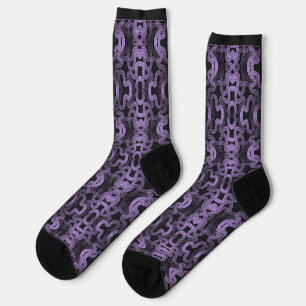 Calcetines Líneas púrpura psicodélicas sobre negro