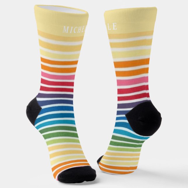 Calcetines Líneas retro multicolor estriadas para nombre pers (Angular)