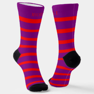 Calcetines Líneas rojas violetas moradas oscuras rayadas nomb