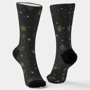 Calcetines Linternas de oro y estrellas blancas