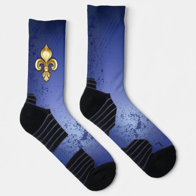 Calcetines Lirios de oro sobre azul (Derecha)