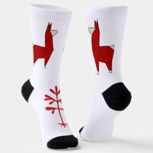 Calcetines Llama zócalos en rojo, toma 2