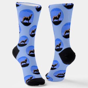 Calcetines Lobo en invierno - Arte de vida silvestre original