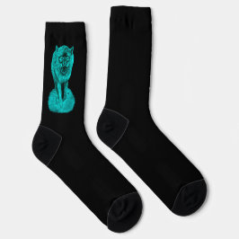 Calcetines Lobo negro enojado en la noche