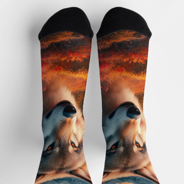 Calcetines Lobos al Atardecer / Amantes de los Lobos  (Arriba)