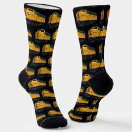 Calcetines Locomotora de tren diesel amarillo en negro