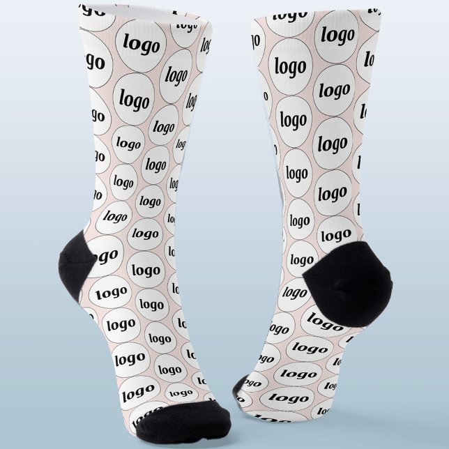 Calcetines Logotipo simple Patrón comercial Rubor Rosa (Simple logo pattern business promotional branding socks)