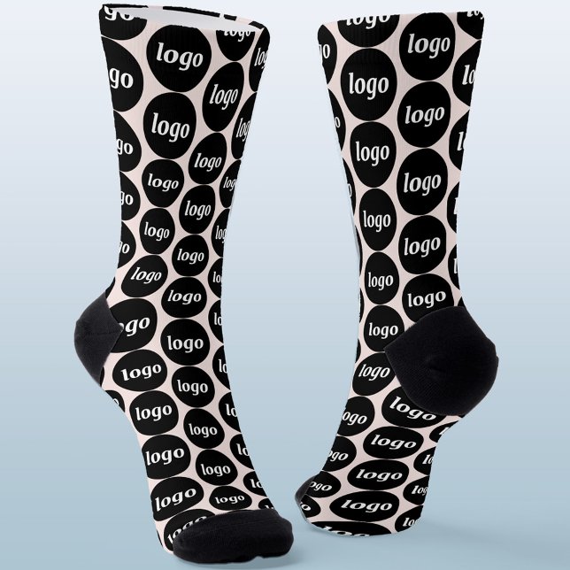 Calcetines Logotipo simple Patrón comercial Rubor Rosa (Simple logo pattern business promotional branding socks)