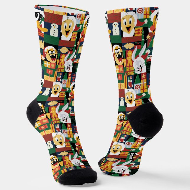 Calcetines LOONEY TUNES™Patrón de bloques de vacaciones (Angular)