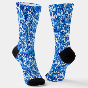 Calcetines Loros Azules en un Jardín Tropical