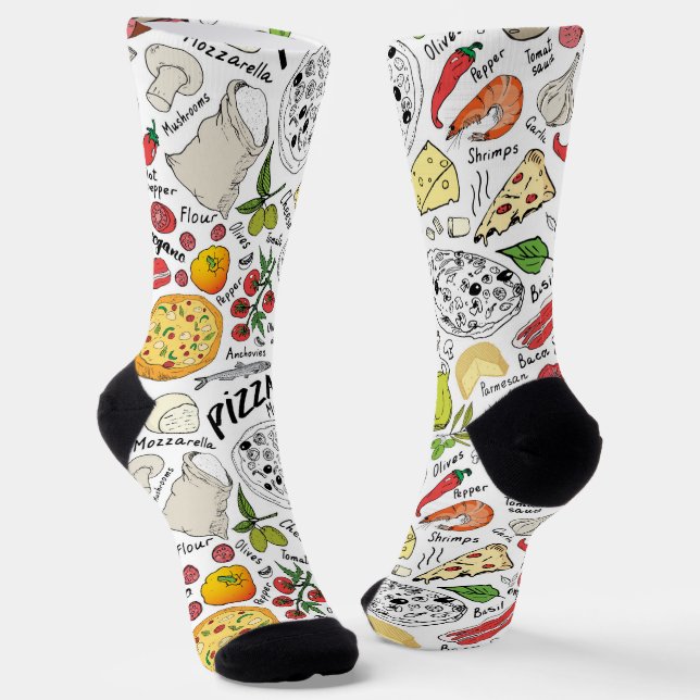 Calcetines los amantes de la linda pizza italiana con azulejo (Angular)