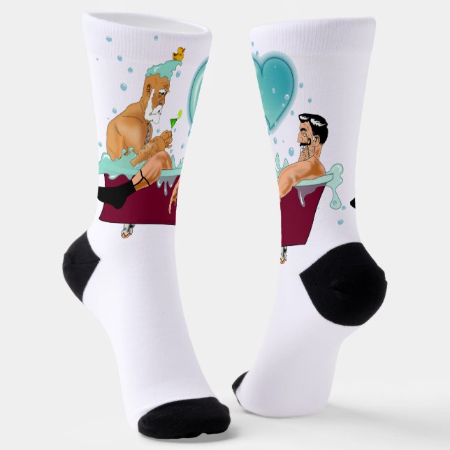 Calcetines Los dos hombres gay de SlipperyJoe aman la bañera  (Angular)