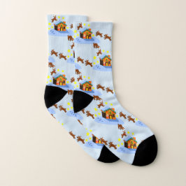Calcetines ¡Los Navidades de reno de Santa Claus soplan!