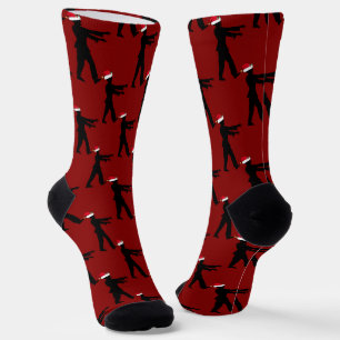Calcetines Los Navidades zombies de Santa Funny Horror Rojo