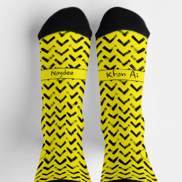 Calcetines Loud Chevron Black and Yellow Name Initials