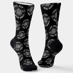 Calcetines Love God Drink Coffee Read Books Amantes Vintage