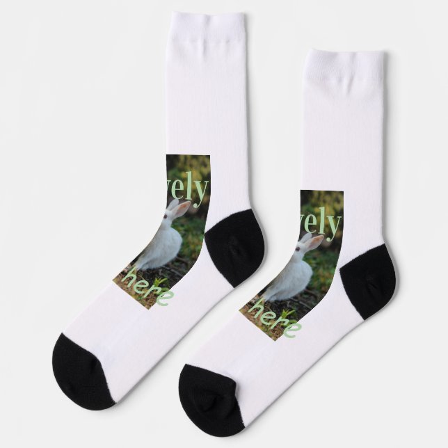 Calcetines Lovely bunny rabbit pet photo name green pastel  (Izquierda)