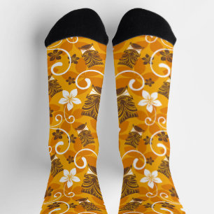 CALCETINES LUAU TIKI PATTERN (NARANJA)