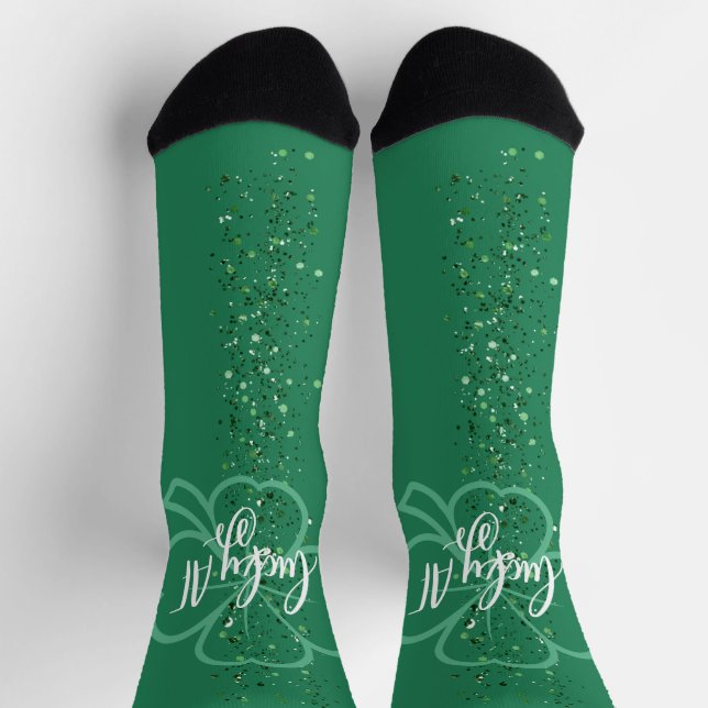 Calcetines Lucky AF | Cute St Patricks Day Irish Quote (Arriba)