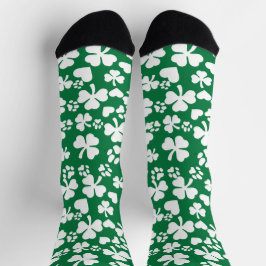 Calcetines Lucky Shamrock & Paw Print Green Socks