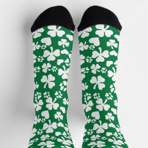 Calcetines Lucky Shamrock & Paw Print Green Socks