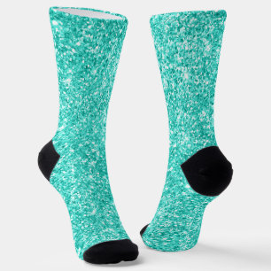 Calcetines Lujo Brillante Turquesa Glitter