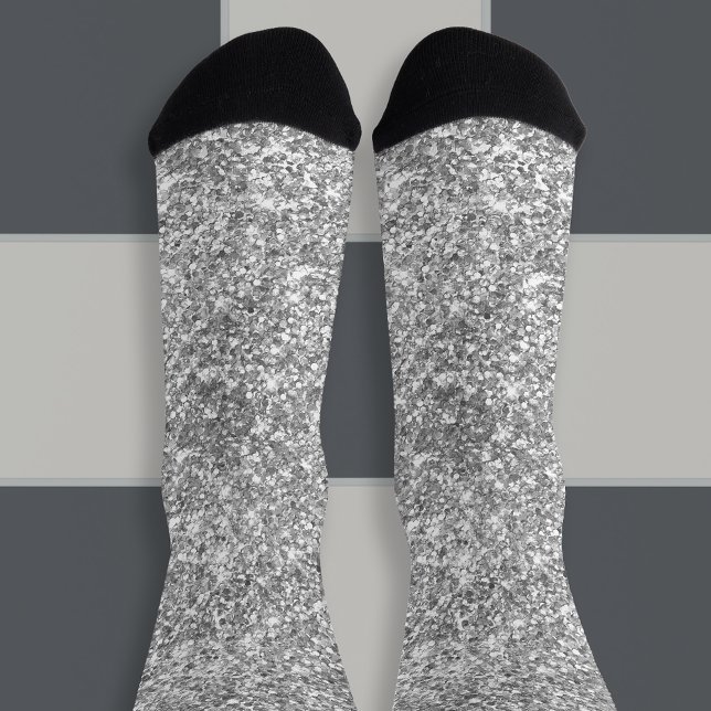 Calcetines Lujo Brillo Plateado Gris Brillo (Silver Grey Glitter Socks)