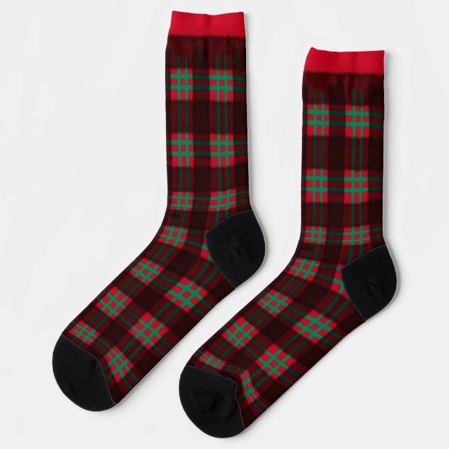 Calcetines Lumber Jack Red and Green Plaid Pattern Squares (Izquierda)