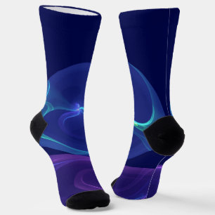 Calcetines Luminoso sueño morado azul abstracto arte fractal