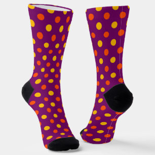 Calcetines Lunares naranjas y amarillos Morado