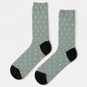 Calcetines Lunares Verde Menta y Gris Suave Patrón de Lunares