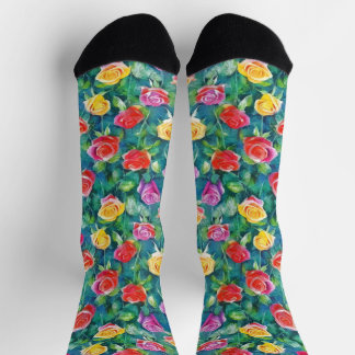 Calcetines Lush flowers garden watercolor pattern