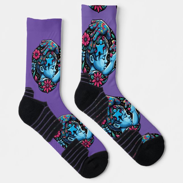 Calcetines Luz guía: El rompecabezas de la conciencia del aut (Derecha)