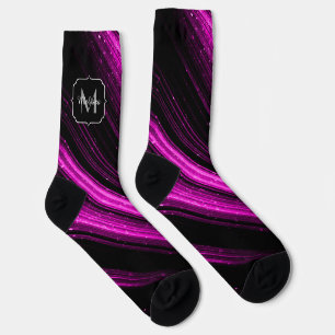 Calcetines Luz metálica rosa magenta brillante Monograma Chev