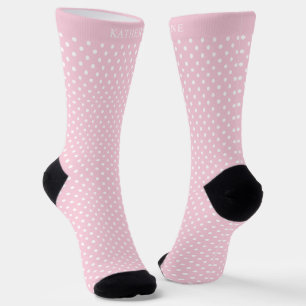 Calcetines Luz personalizada bebé rosa pastel blanco lunares