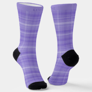 Calcetines Luz personalizada lavanda púrpura oscuro a cuadros