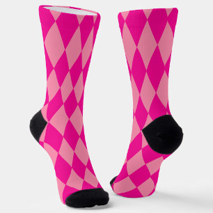 Calcetines Luz y oscuro diamantes de Arlequín en rosa a cuadr