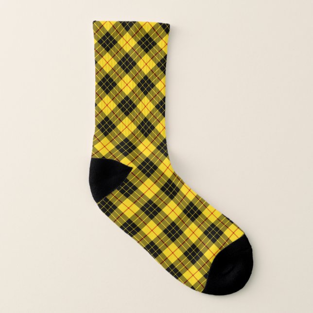 Calcetines MacLeod Clan Tartán amarillo y negro (Parte interior izquierda)