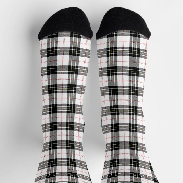 Calcetines MacPherson tartan blanco negro plaid (Arriba)