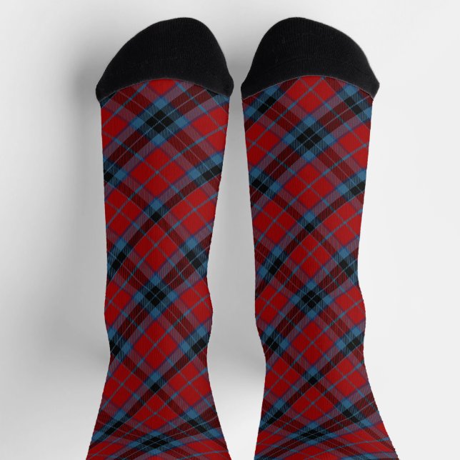 Calcetines MacTavish Tartan rojo y azul (Arriba)