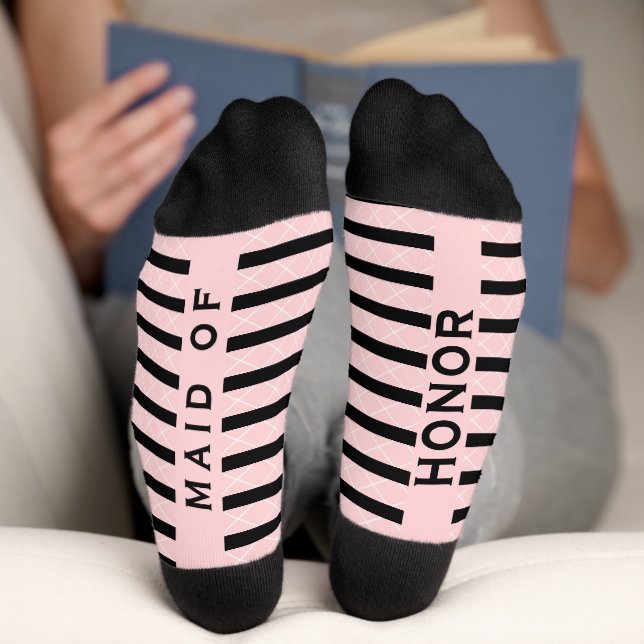 Calcetines Made of Honor Wedding Party Pink and Black (Abajo)