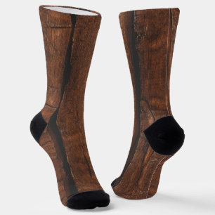 Calcetines Madera vieja rústica marrón oscuro fresco elegante