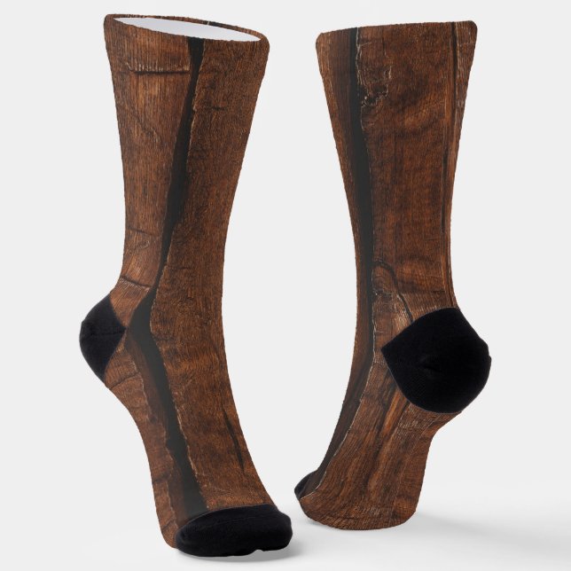 Calcetines Madera vieja rústica marrón oscuro fresco elegante (Angular)