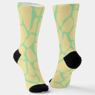 Calcetines Manchas de jirafa amarillas y verdes menta pintada