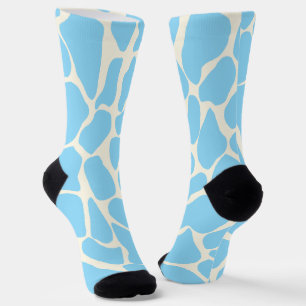 Calcetines Manchas de jirafa azules pastel y crema pintadas a