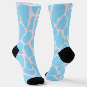 Calcetines Manchas de jirafa azules y rosadas pintadas a mano
