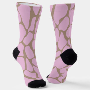 Calcetines Manchas de jirafa rosadas y beige cálido pintadas
